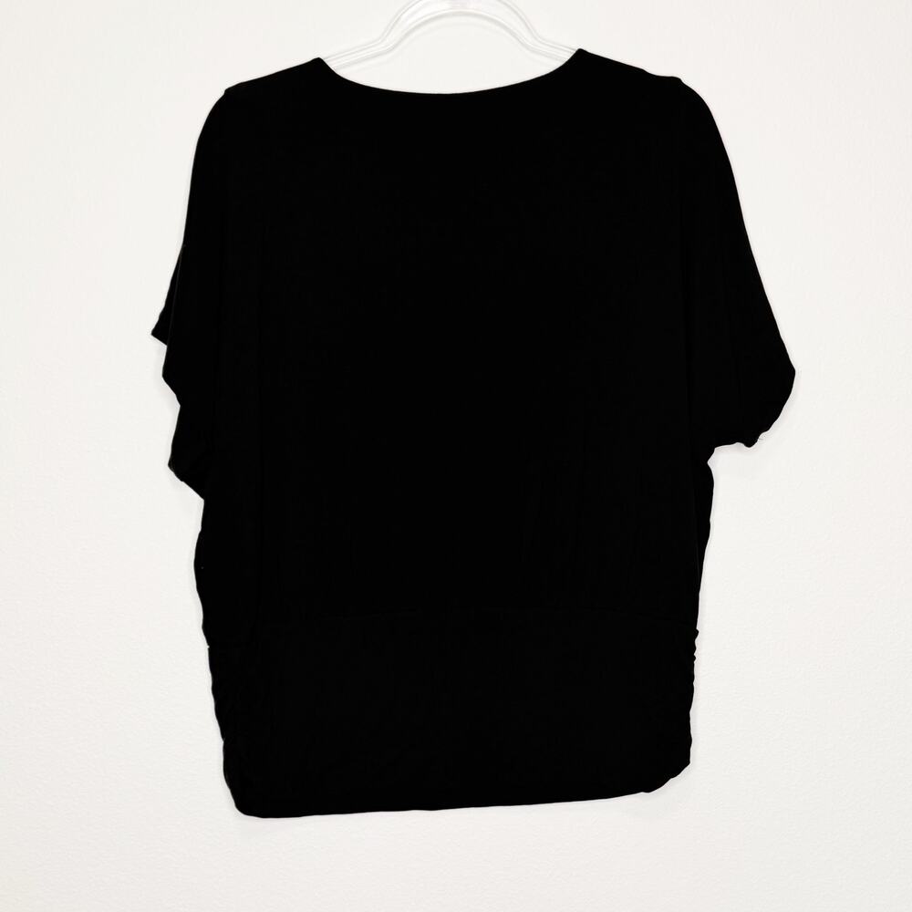 CHICO'S Touch of Cool Ruched Banded Hem Top Dolman Sleeve Black Womens Size L - Picture 7 of 9